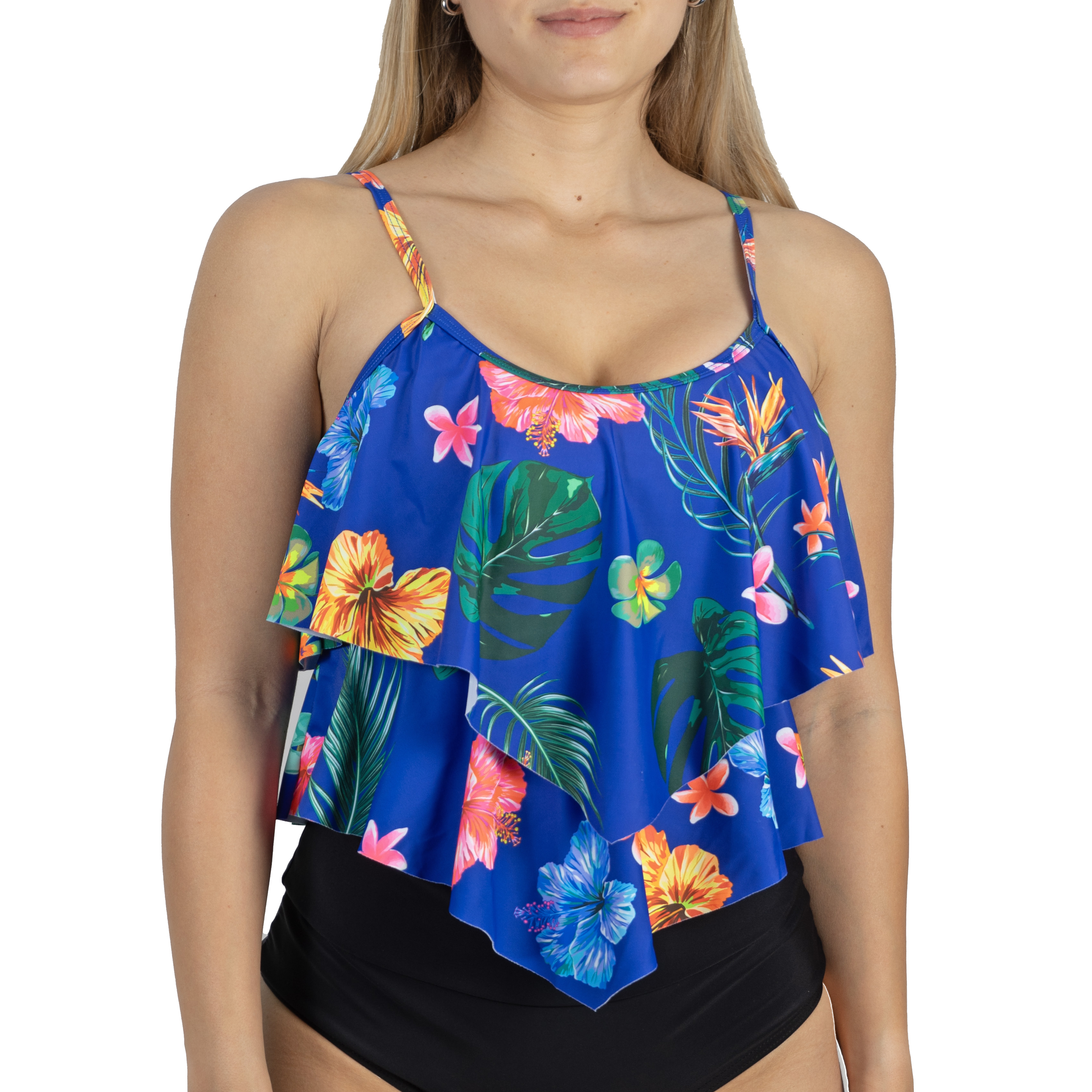Top vuelos maori floral azul 2