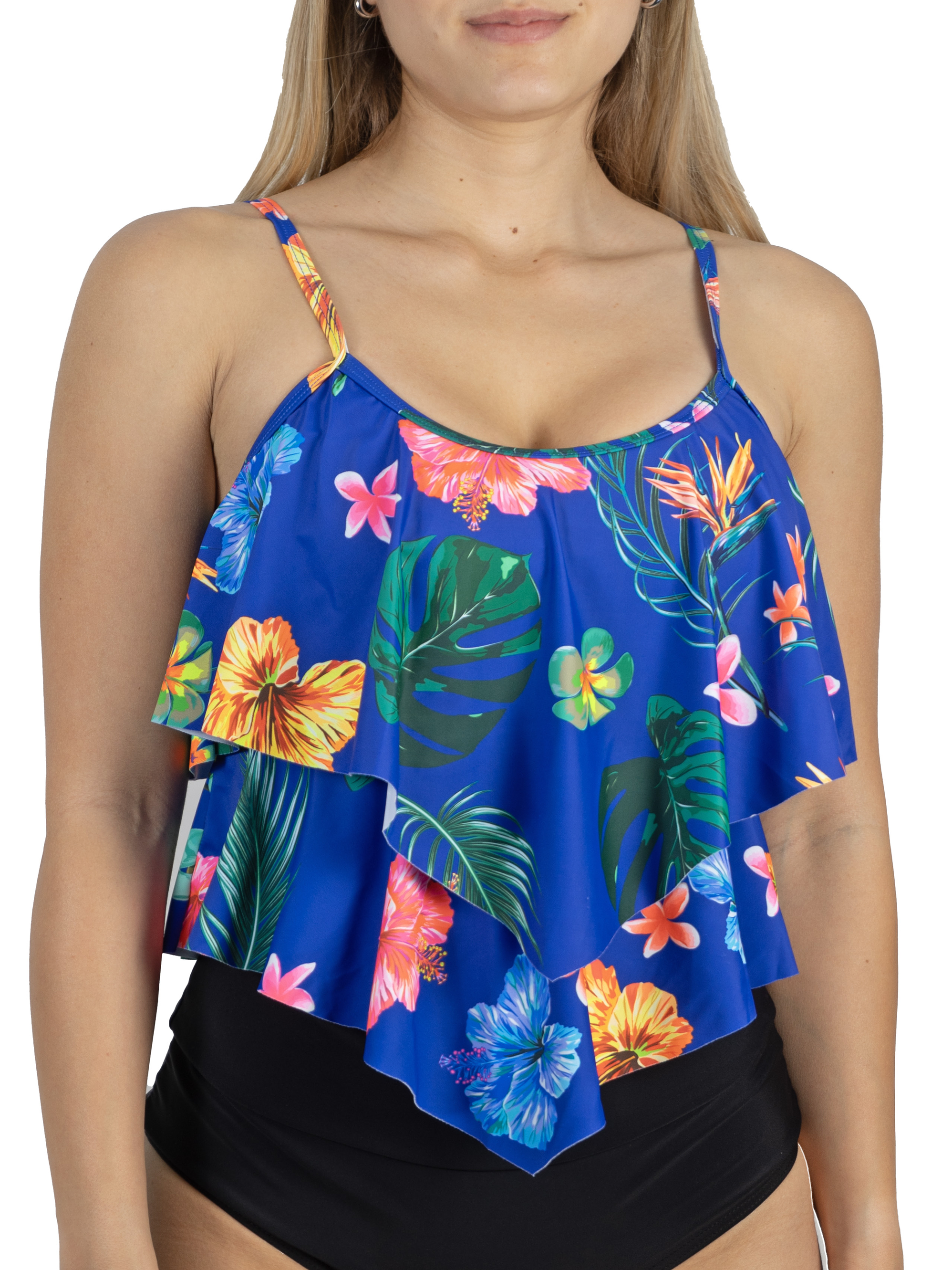 Top vuelos maori floral azul 2