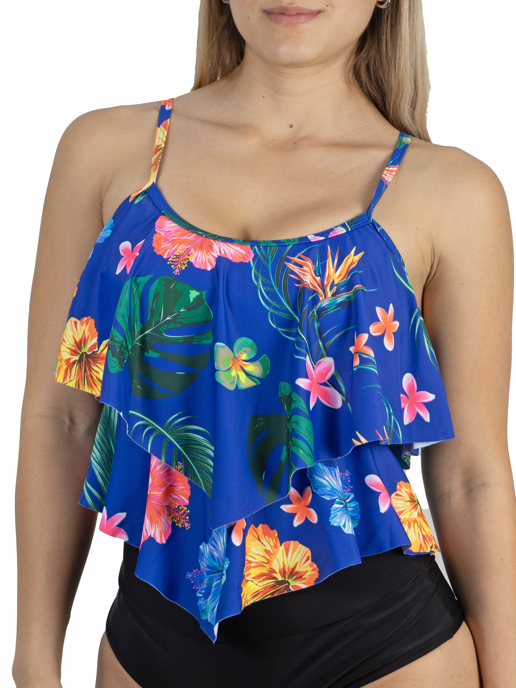 Top vuelos maori floral azul 3