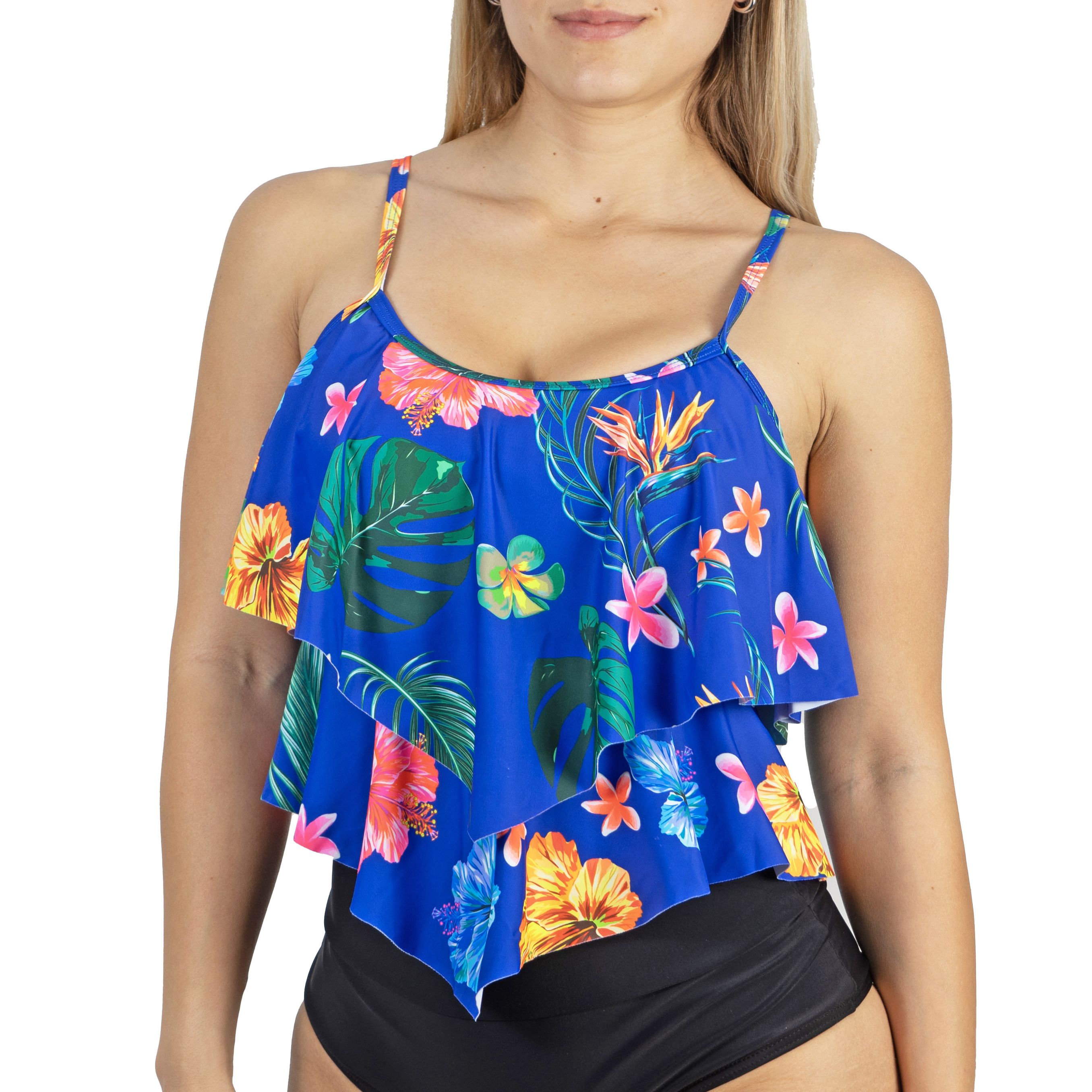 Top vuelos maori floral azul 1
