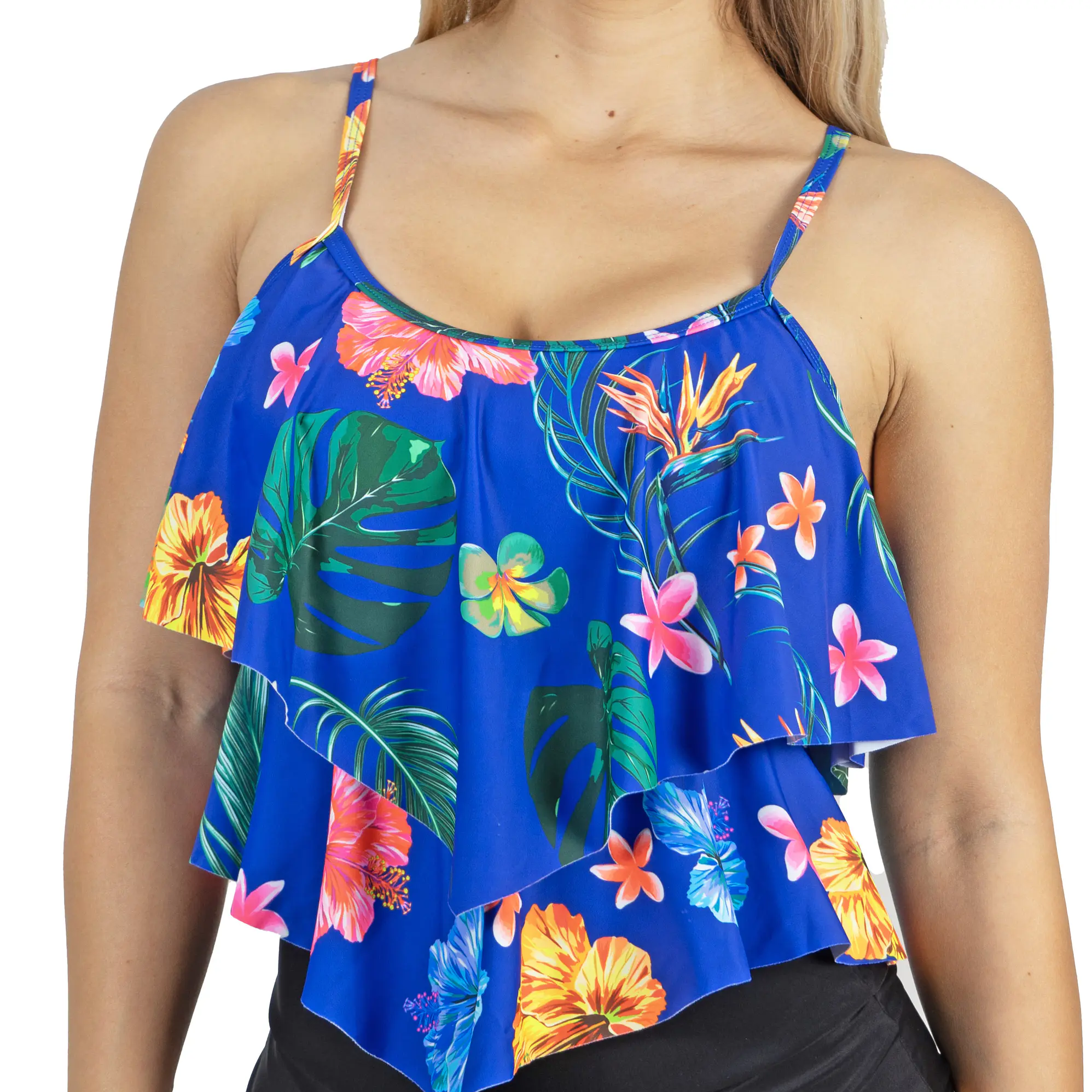 Top vuelos maori floral azul 1