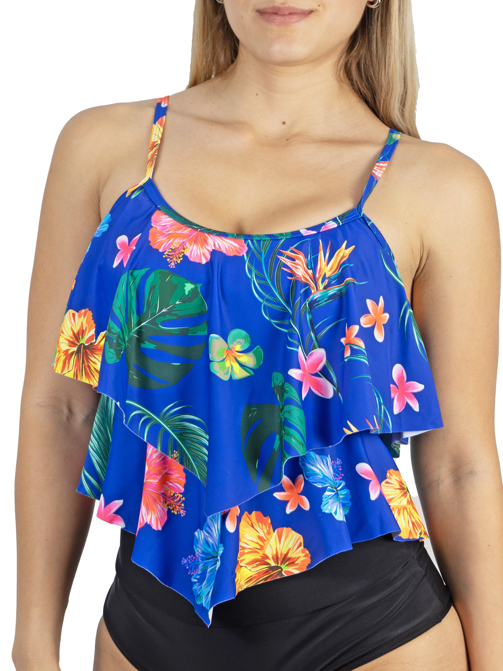 Top vuelos maori floral azul 1