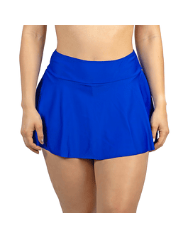 Falda short tiro alto traje de baño acampanada azul