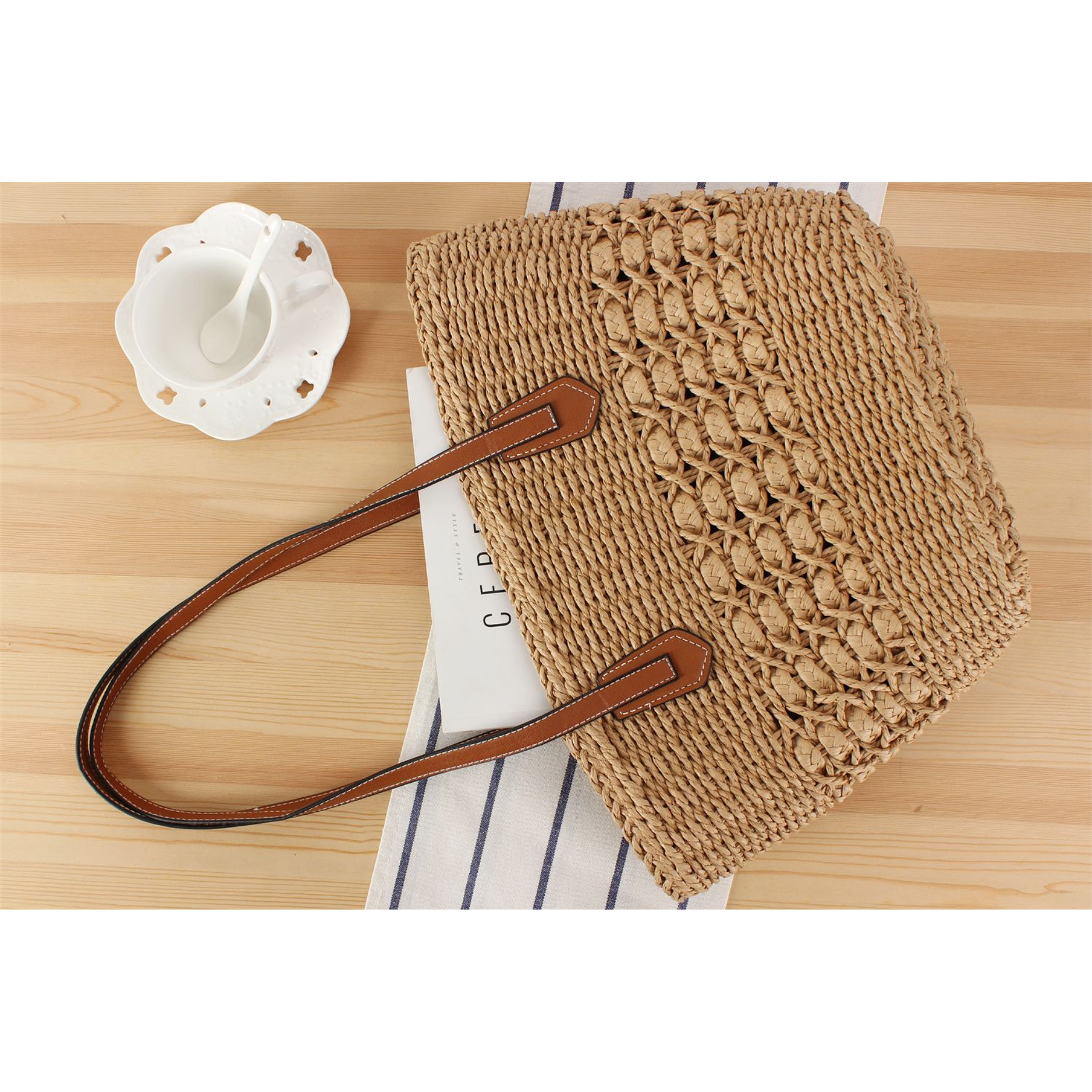 Bolso playa trópico Café 2