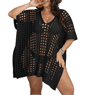 Capa playa tejida anse Plus size Negro