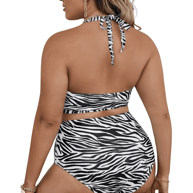 Bikini tiro alto Zebra print