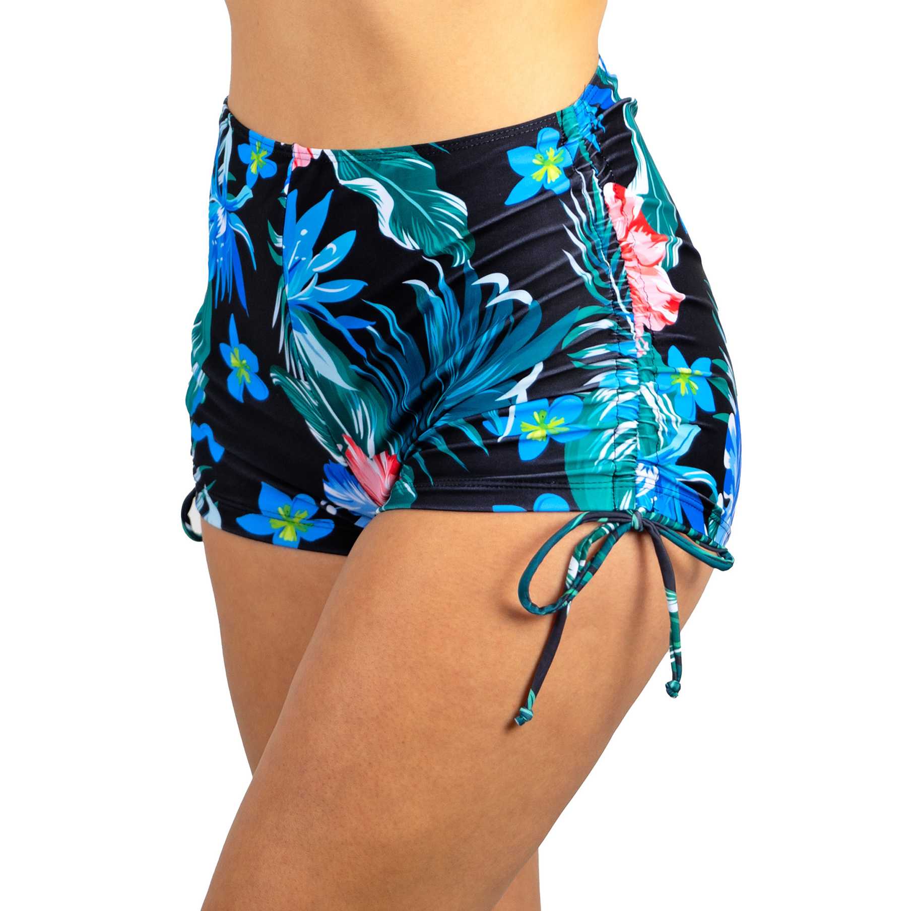 Short traje de baño high waist straps Azul floral 2