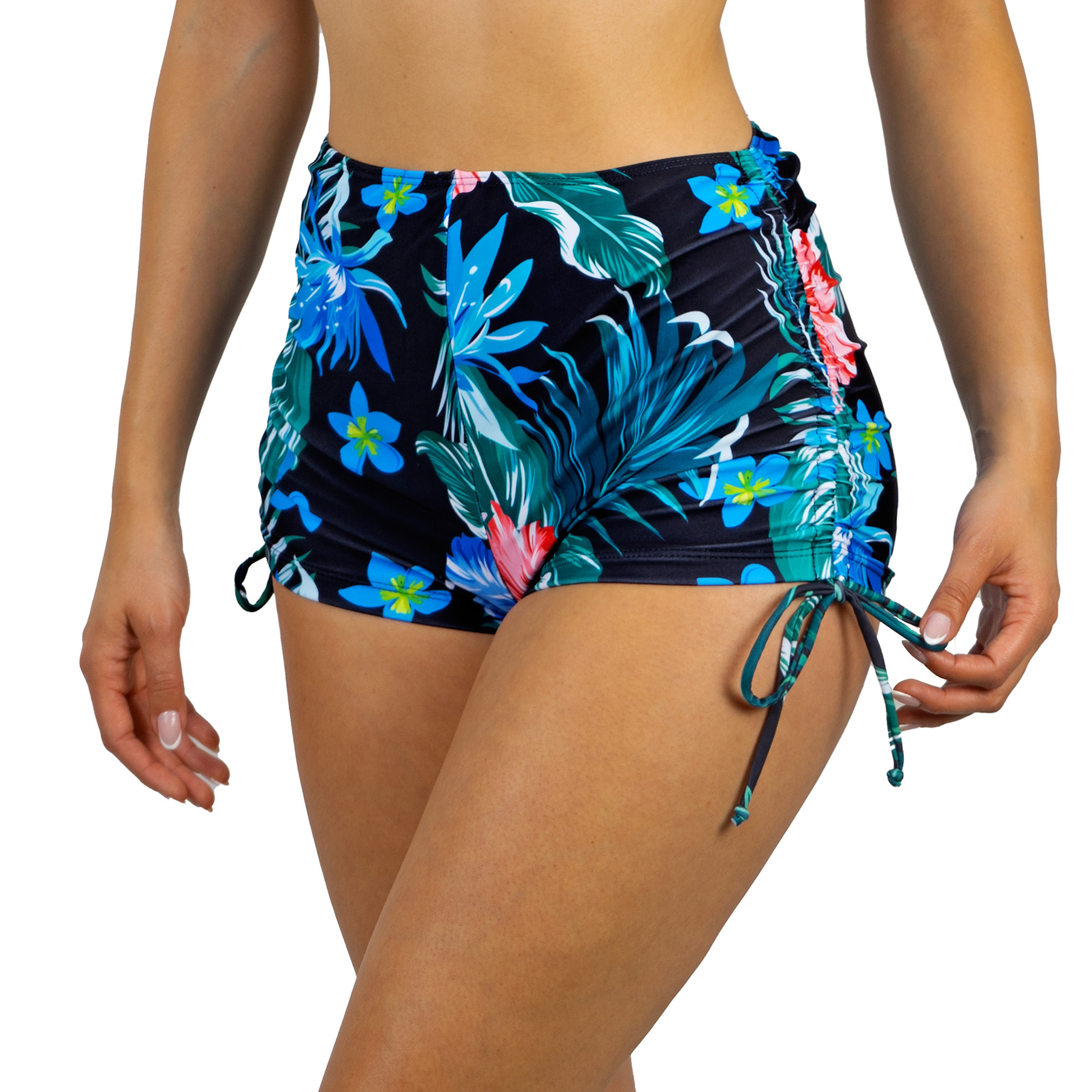Short traje de baño high waist straps Azul floral 1