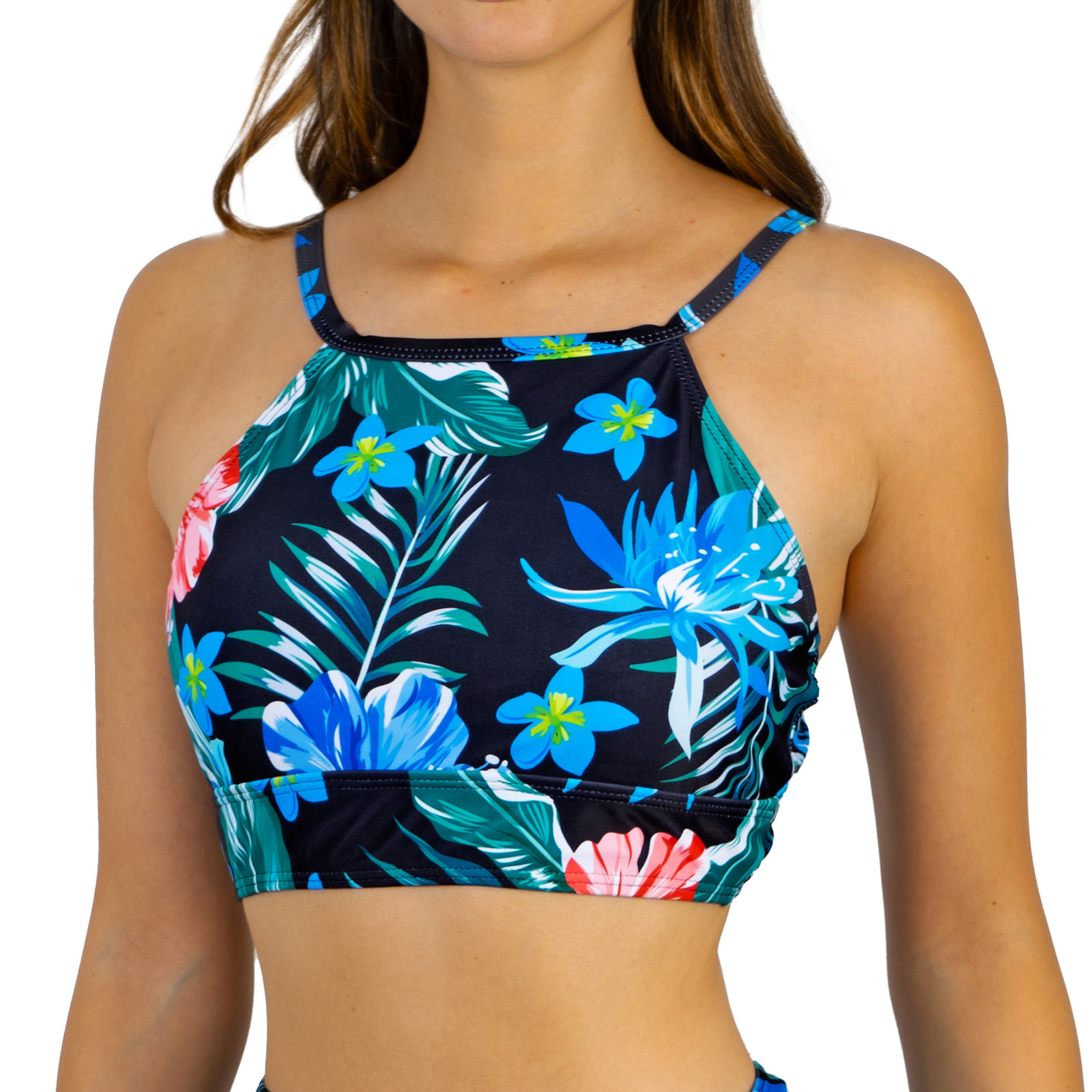 Top Halter Deportivo azul estampado 1