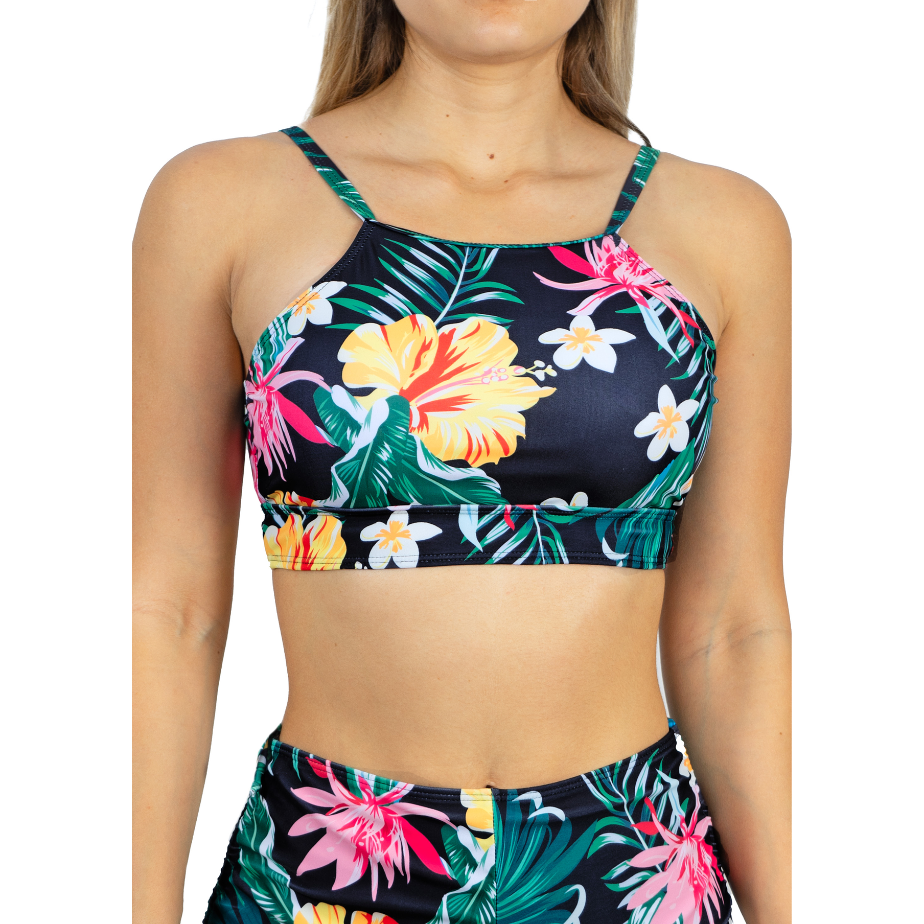 Top Halter Deportivo Negro estampado 1