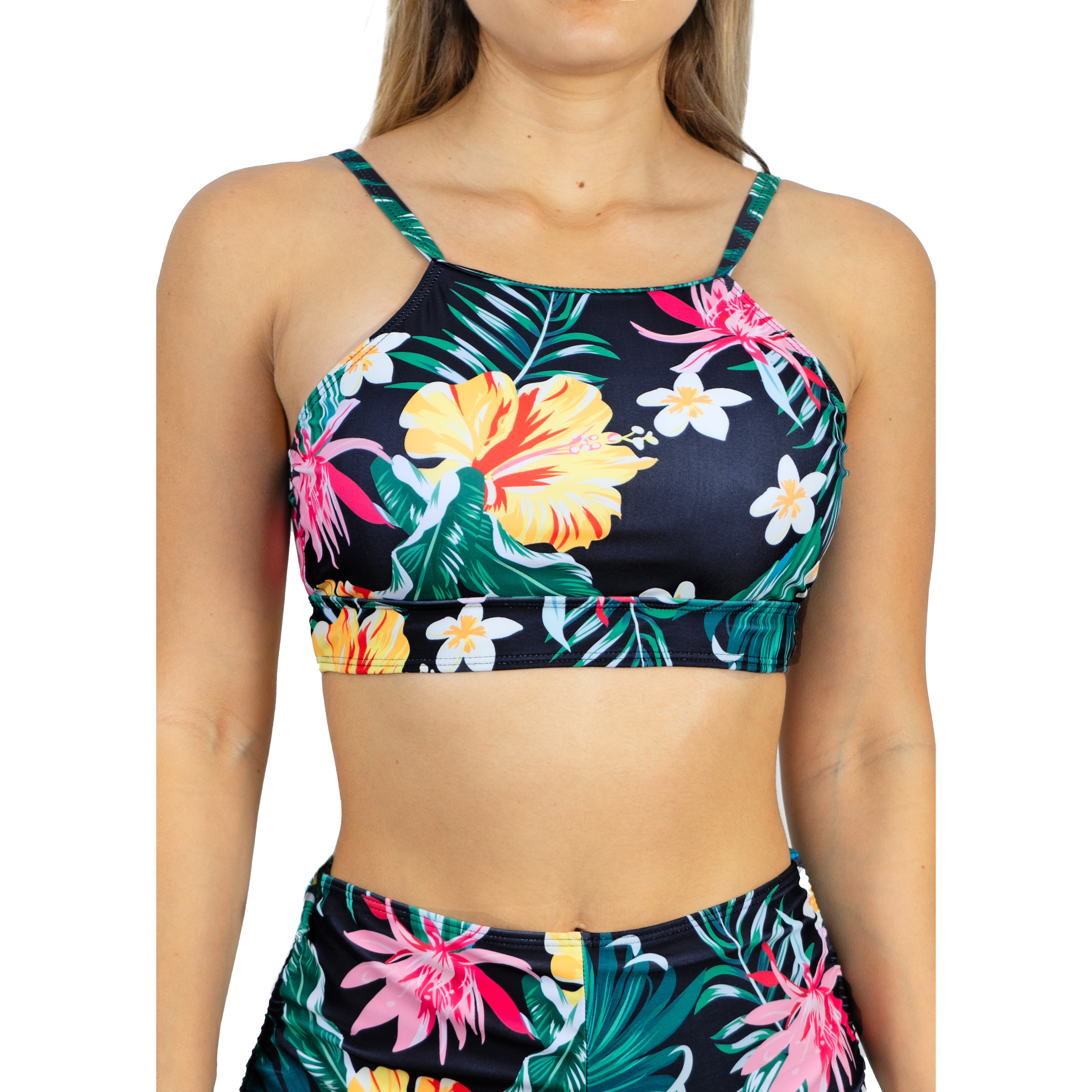 Top Halter Deportivo Negro estampado 1