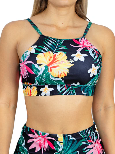 Top Halter Deportivo Negro estampado