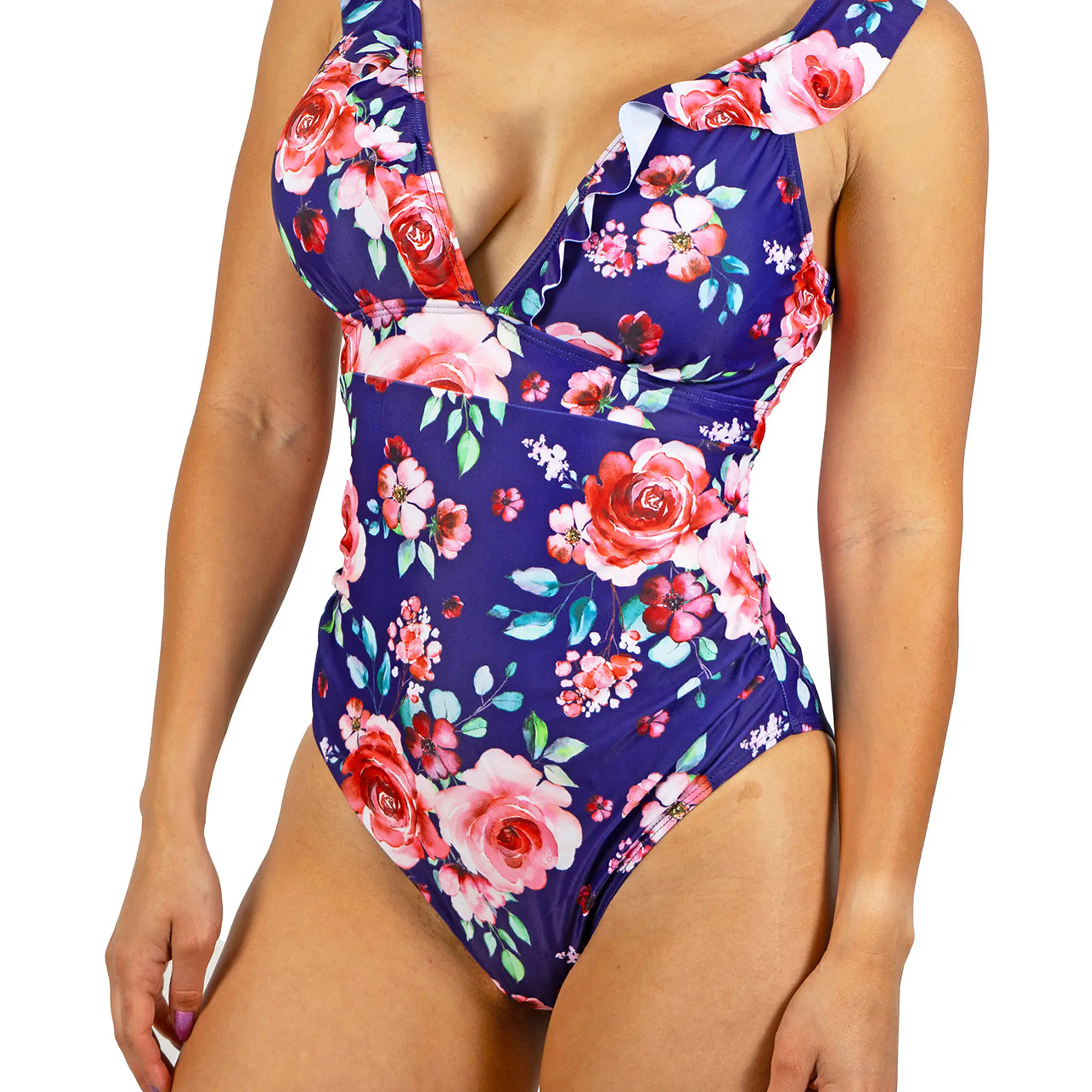 Traje de baño escote V floral vuelos 2