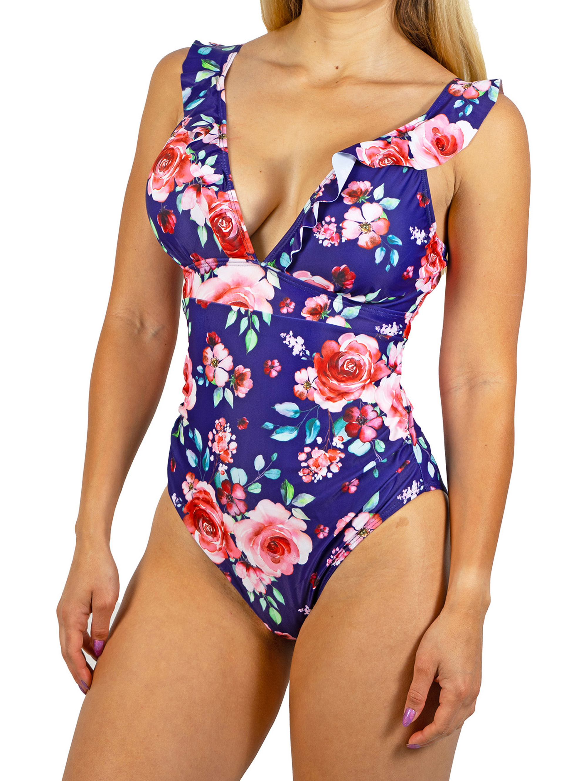 Traje de baño escote V floral vuelos 2