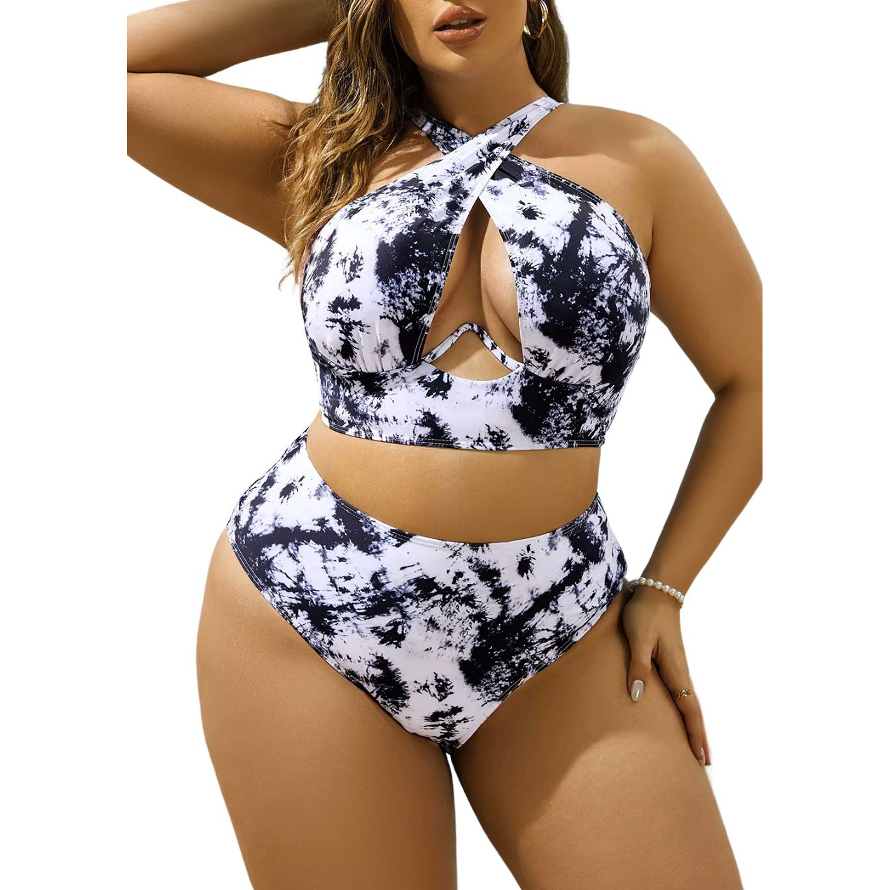 Bikini tiro alto tie dye black 1