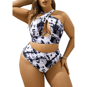 Bikini tiro alto tie dye black