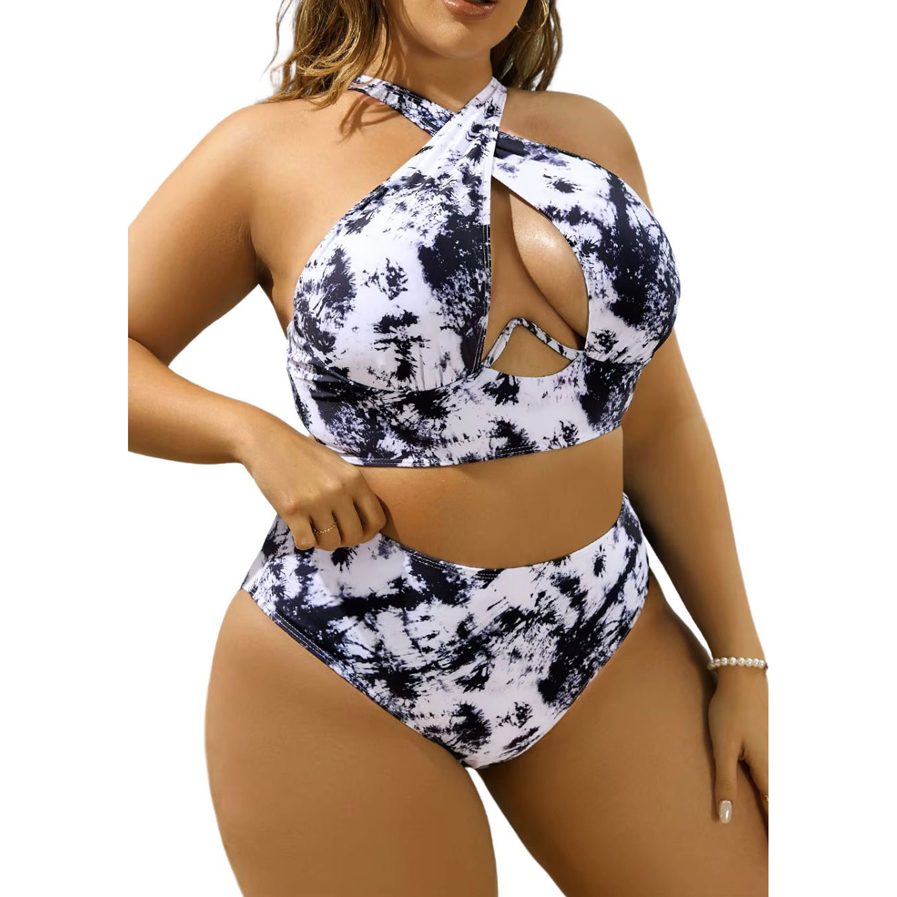 Bikini tiro alto tie dye black 2