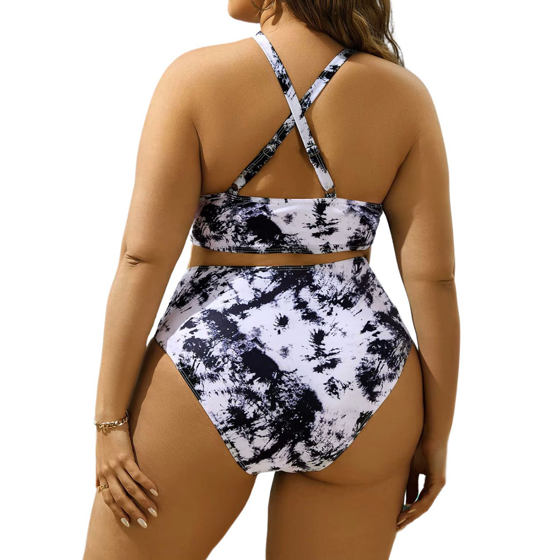 Bikini tiro alto tie dye black 3