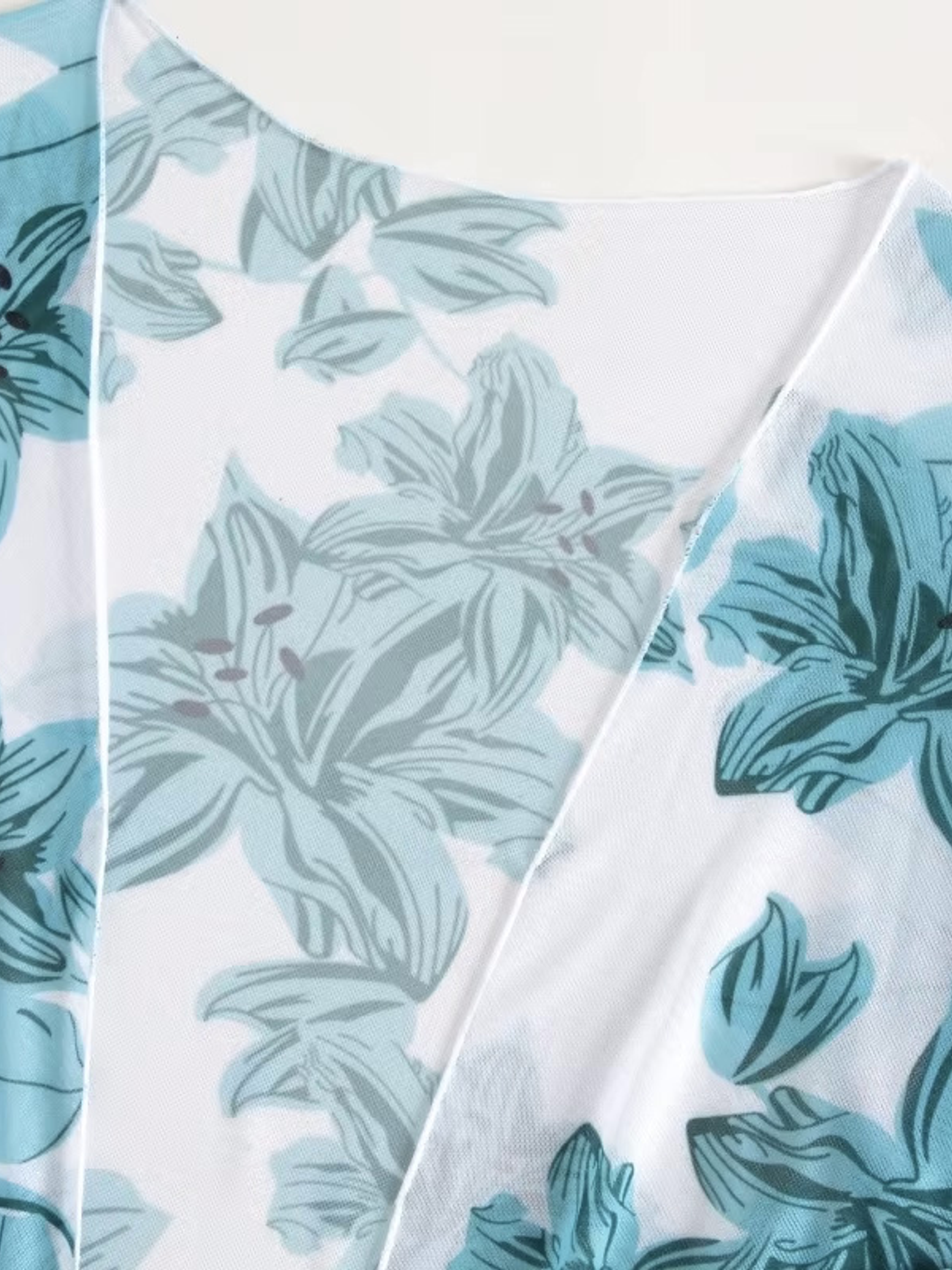 Bikini tiro Medio Cairo Blanco hojas + Kimono 4