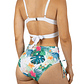 Bikini tiro alto top cruzado Verde floral + kimono - Miniatura 3