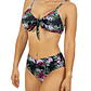 Bikini tiro Medio Cairo Negro floral + Kimono - Miniatura 2