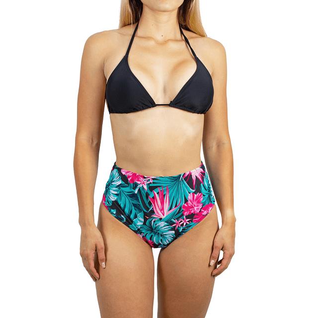 Bikini tiro alto clásico triangulo Negro