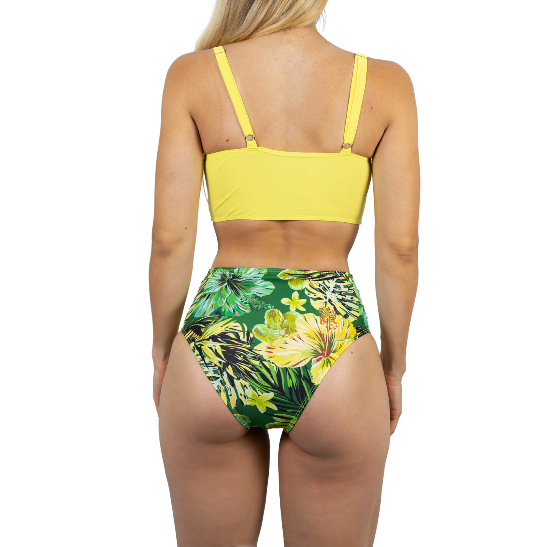 Bikini tiro alto + salida playa Yellow tropical 3