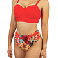 Bikini tiro alto + salida playa Red tropical - Miniatura 1