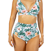 Bikini tiro alto Flora Verde colores + Kimono