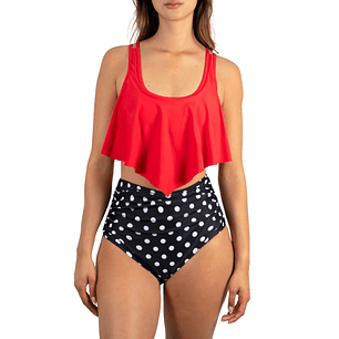 Bikini tiro alto mujer top en punta Val Retro