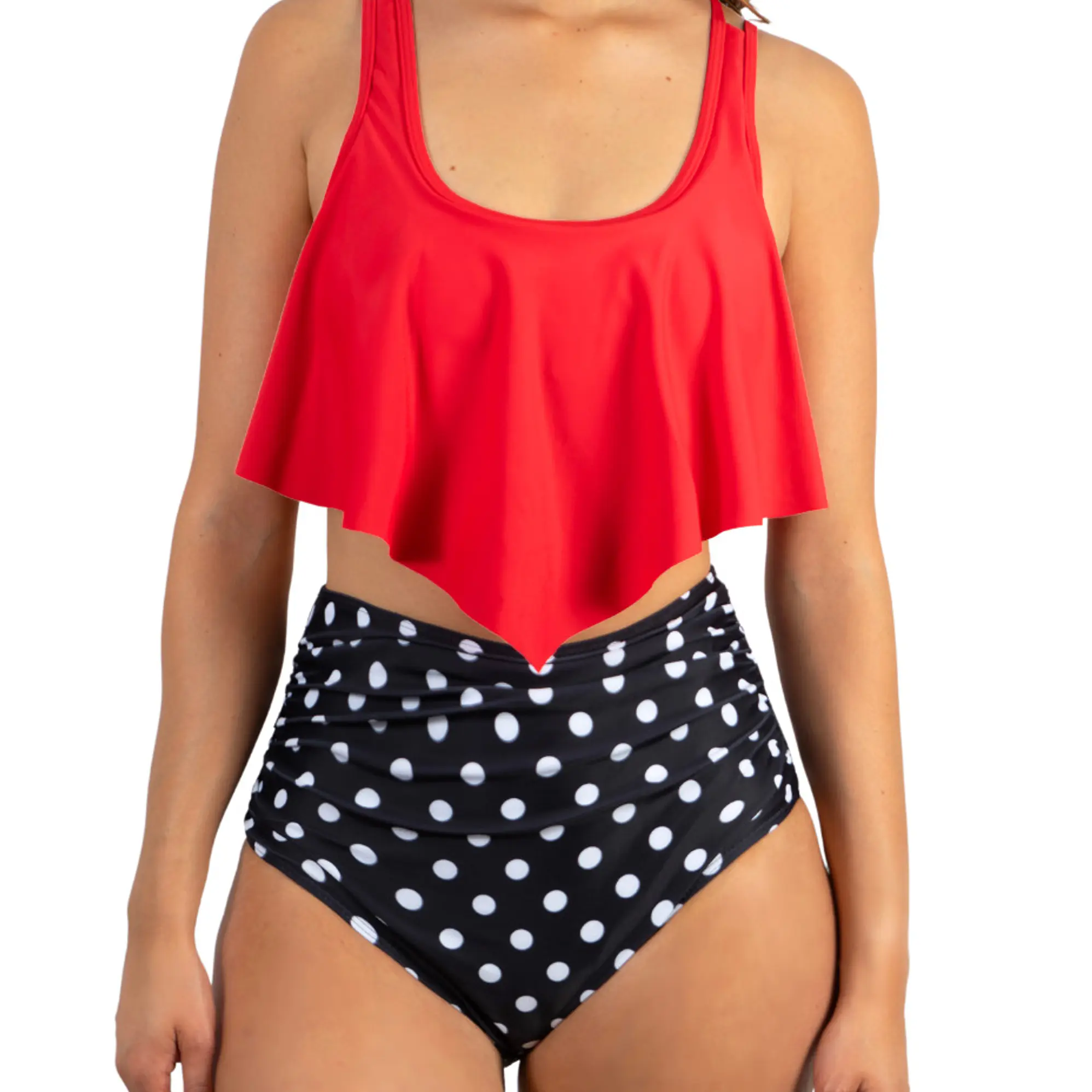Bikini tiro alto mujer top en punta Val Retro 1