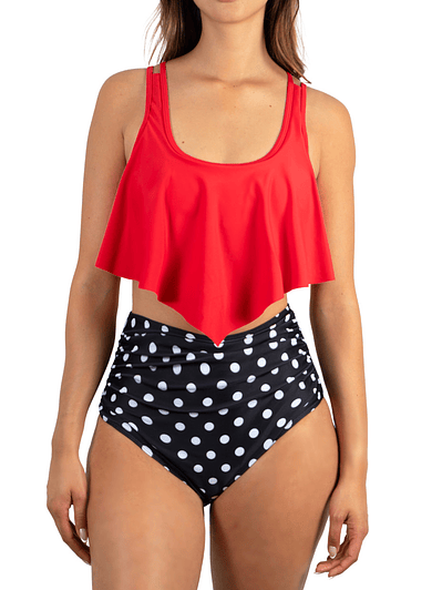 Bikini tiro alto mujer top en punta Val Retro