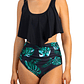 Bikini tiro alto mujer top en punta Val Negro Hojas - Miniatura 1