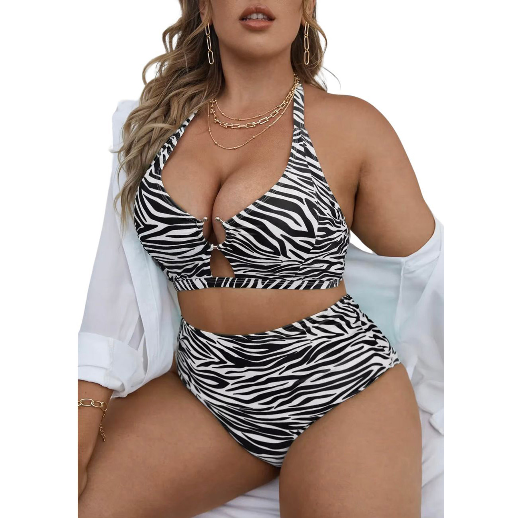 Bikini tiro alto Zebra print 1