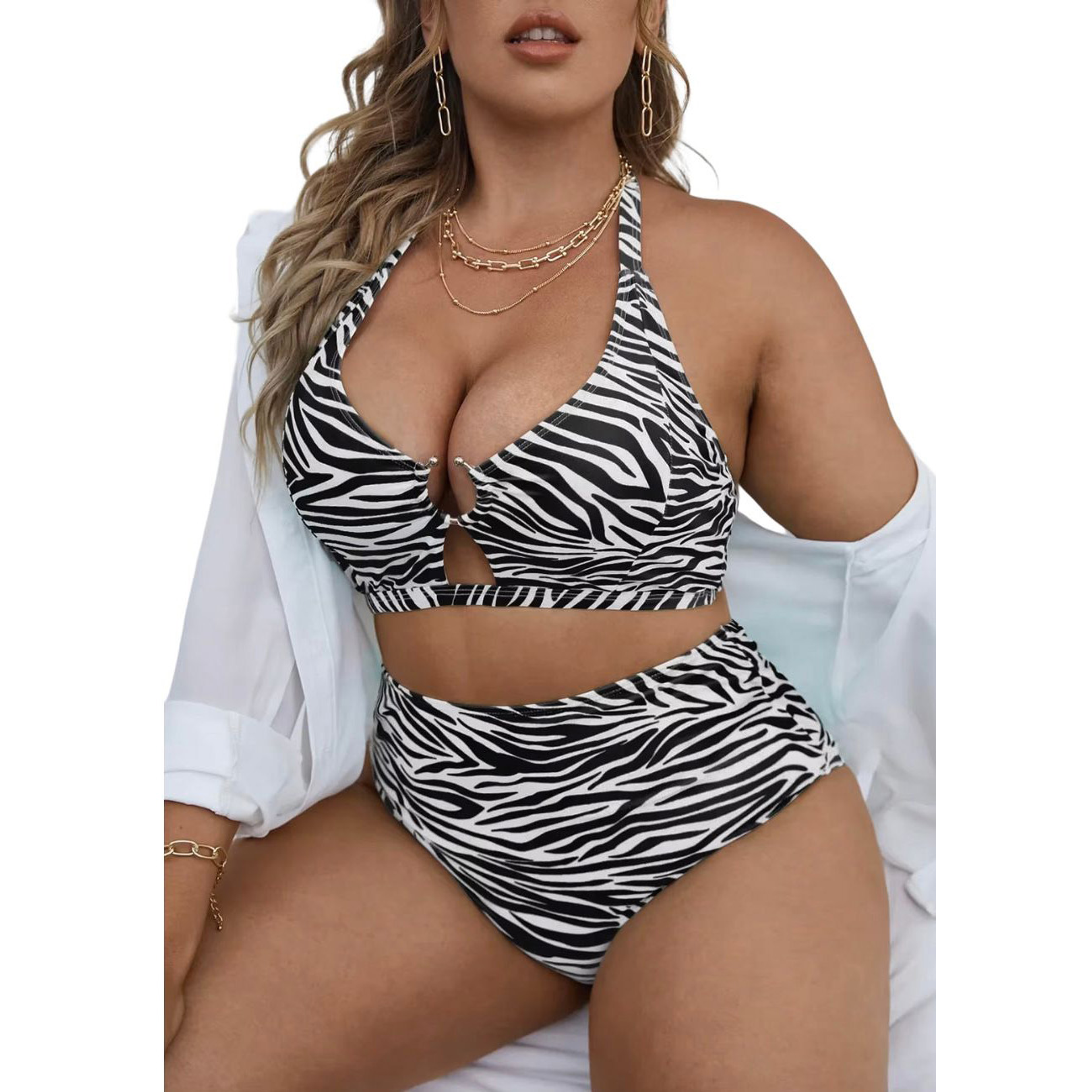 Bikini tiro alto Zebra print 1