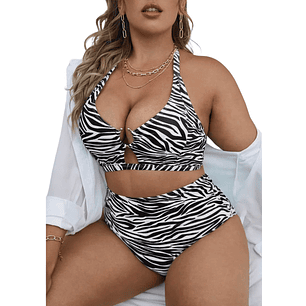 Bikini tiro alto Zebra print