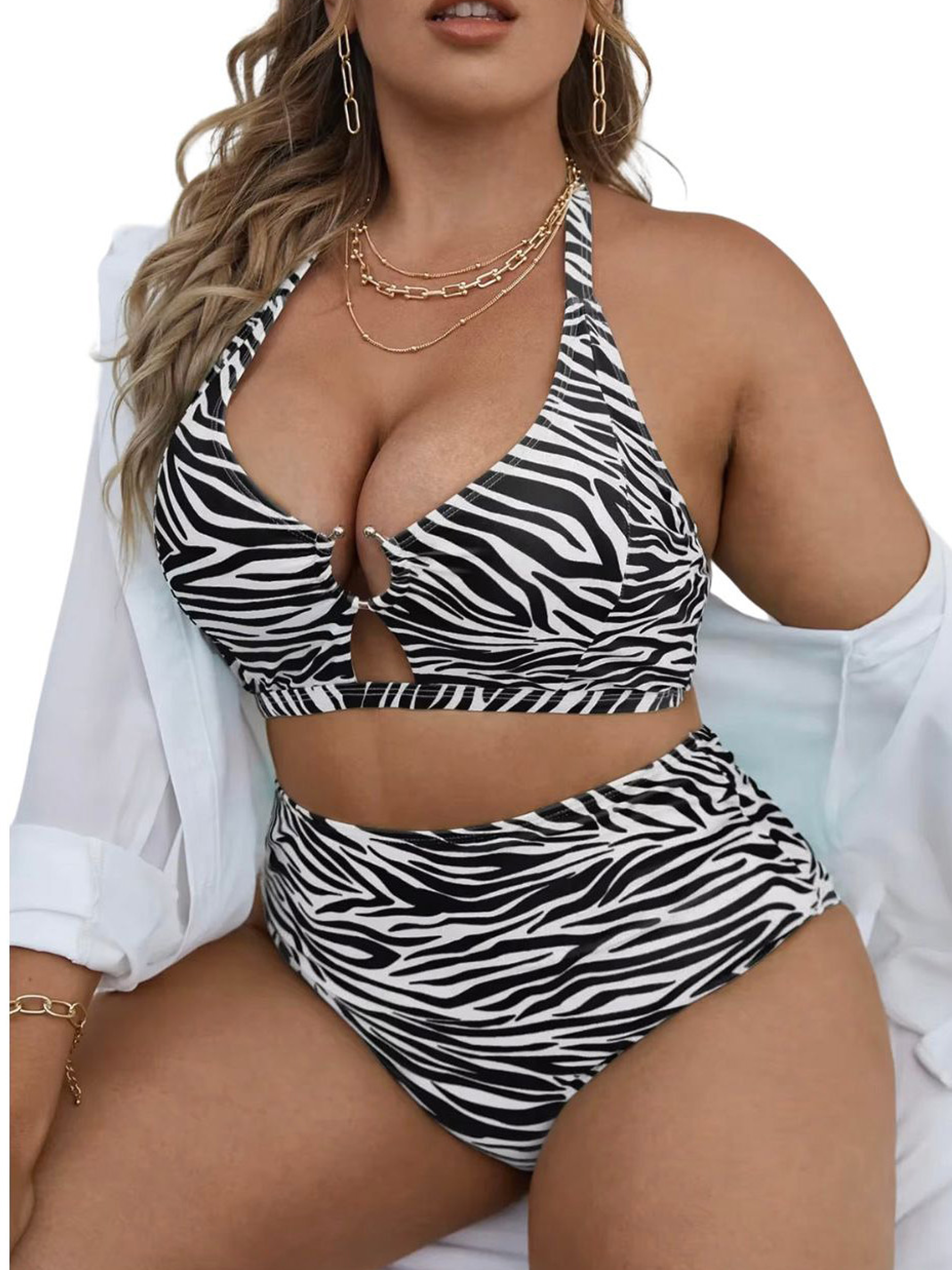 Bikini tiro alto Zebra print 1