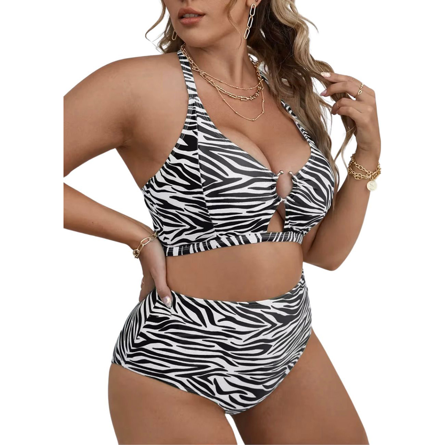 Bikini tiro alto Zebra print 3