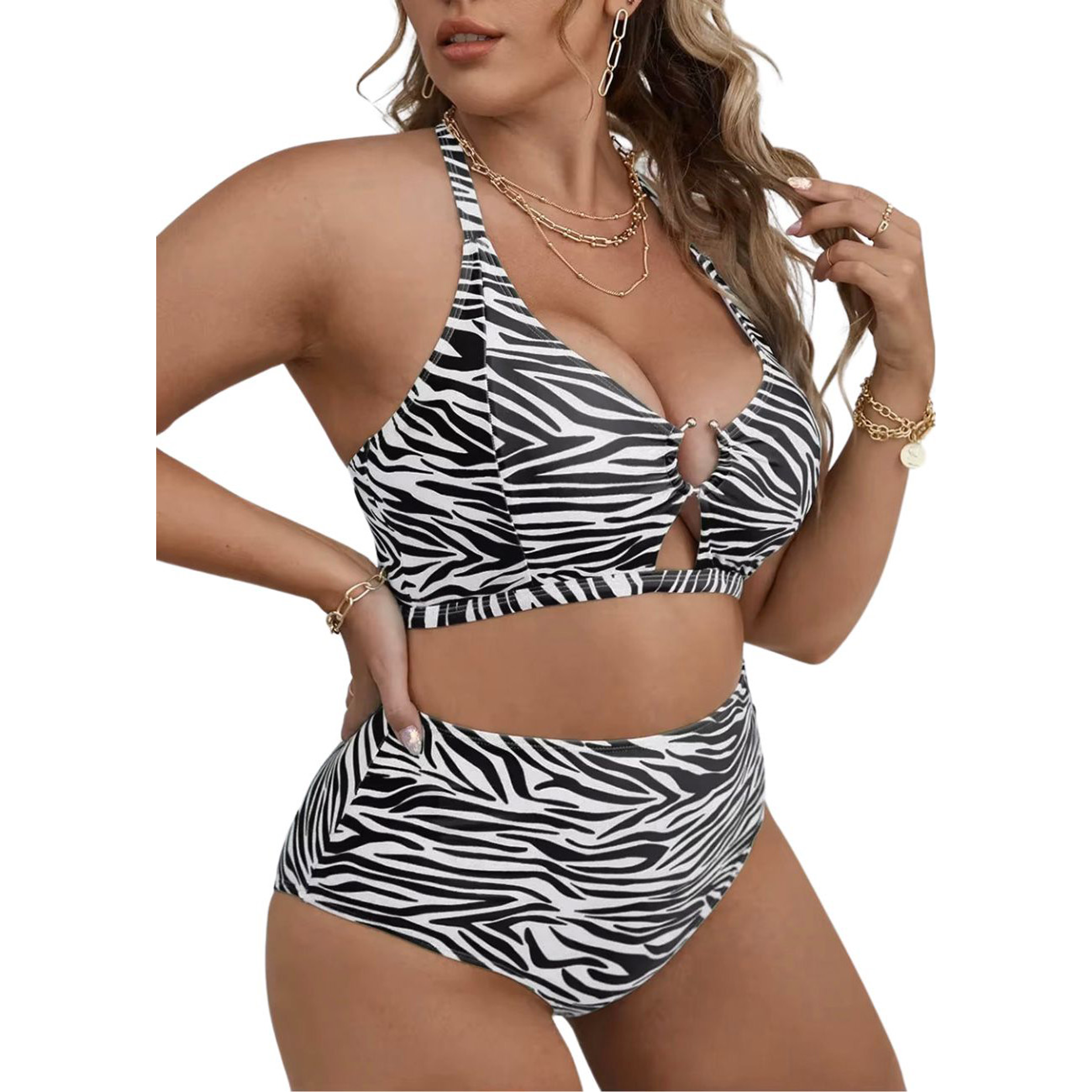 Bikini tiro alto Zebra print 3