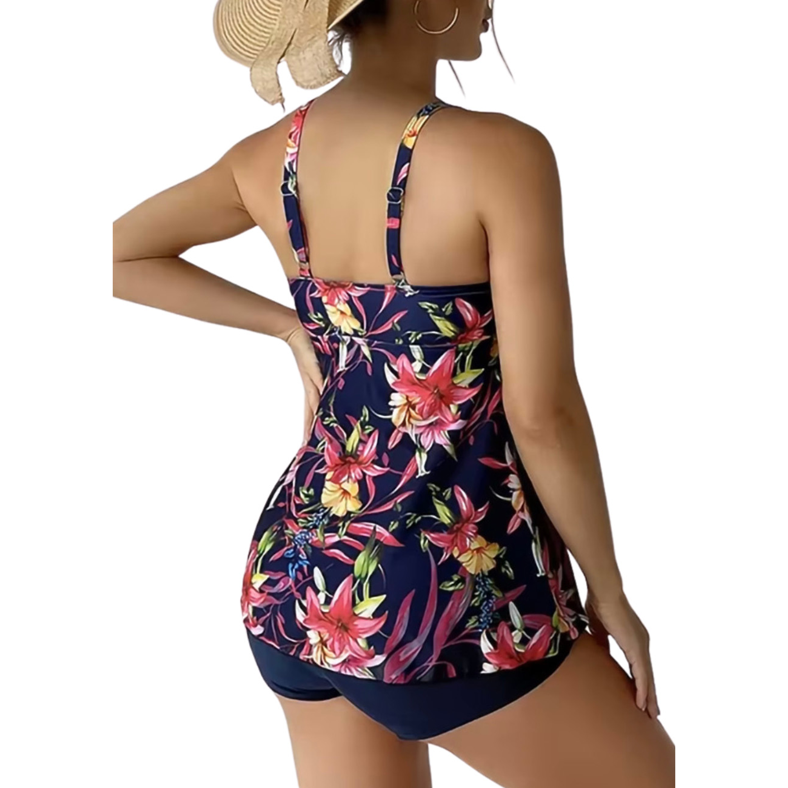 Tankini mujer short Kora azul y rosa 2