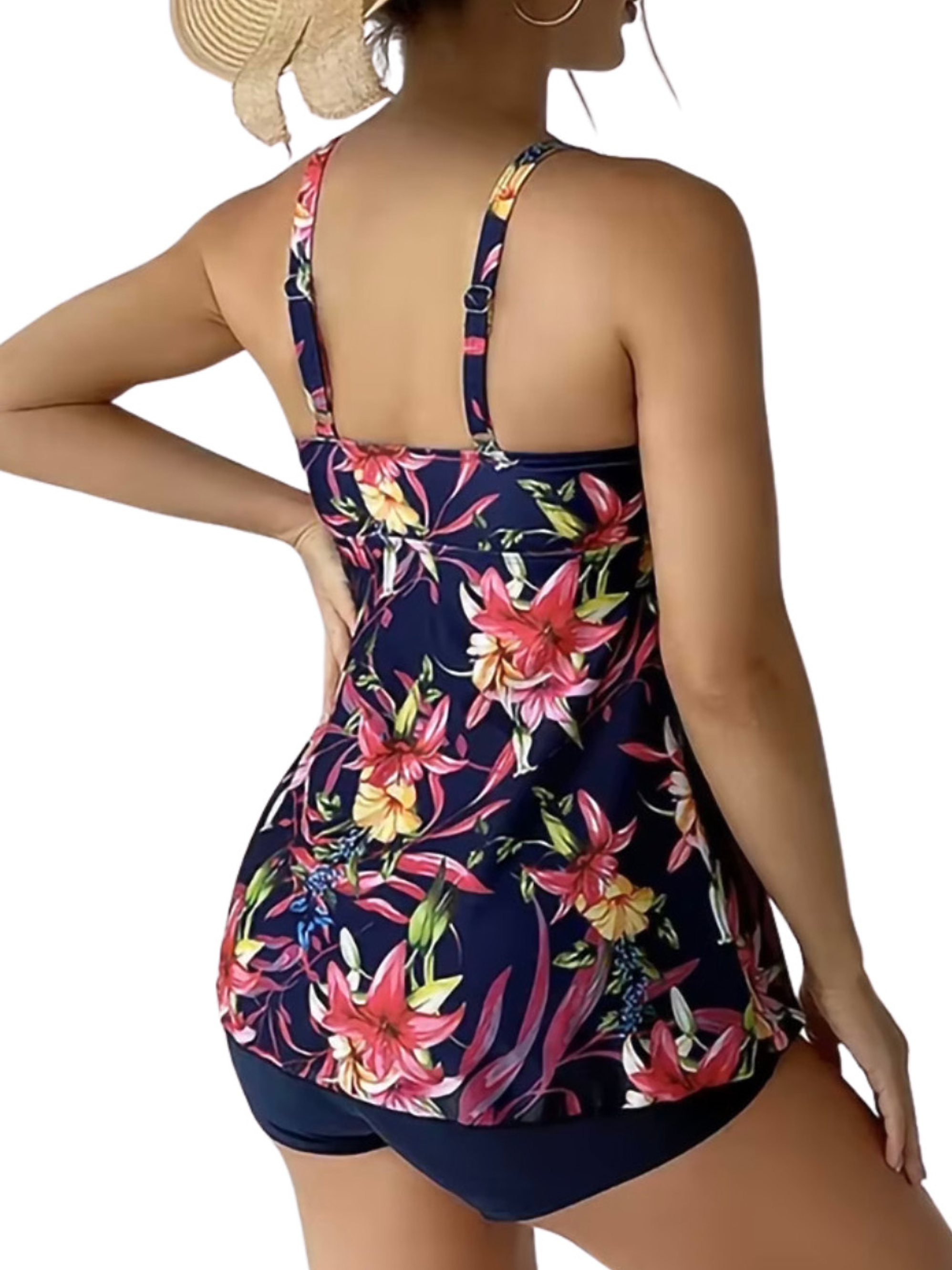 Tankini mujer short Kora azul y rosa 2