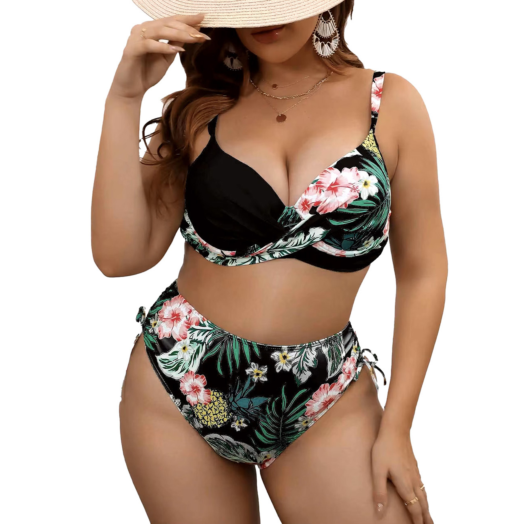 Bikini tiro alto copa straps plus size colores 1