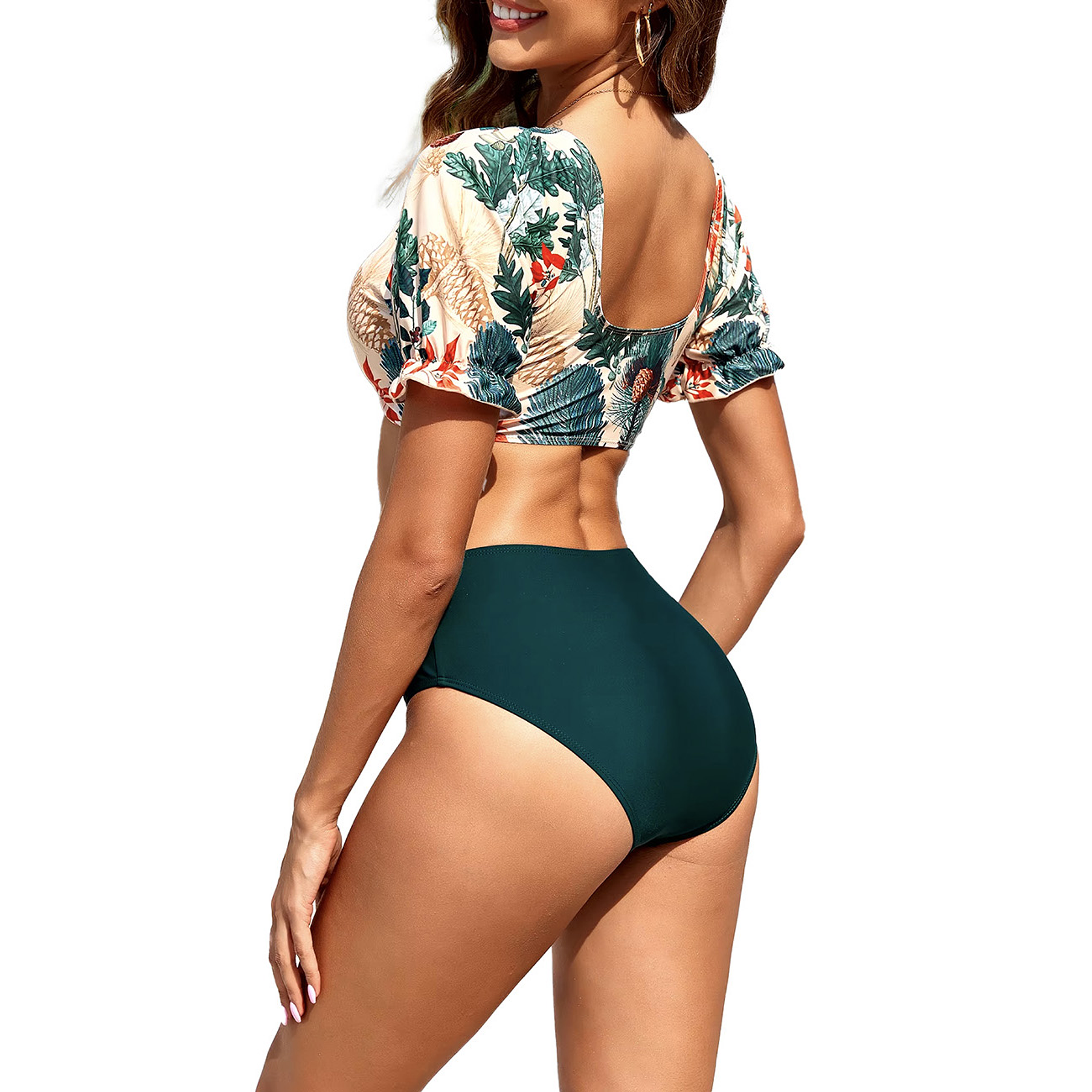 Bikini tiro alto + pareo Agiba verde 2