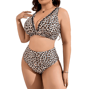 Bikini tiro alto animal print ao nang