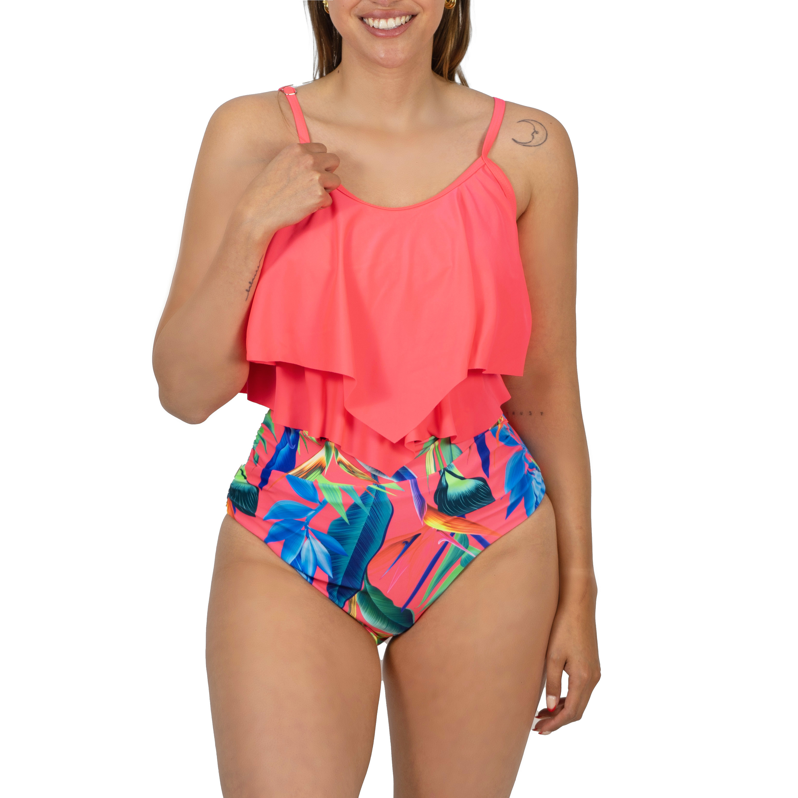 Bikini tiro alto Maori Pink fluor 1