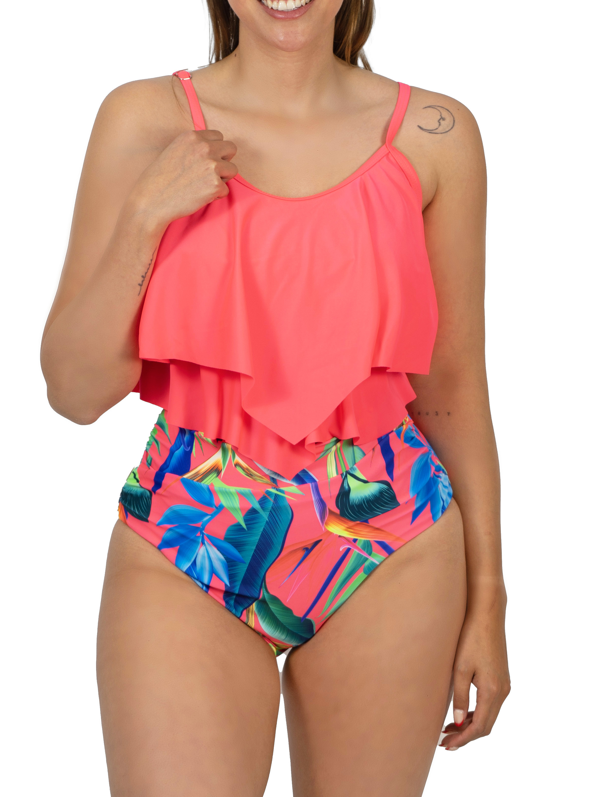 Bikini tiro alto Maori Pink fluor 1