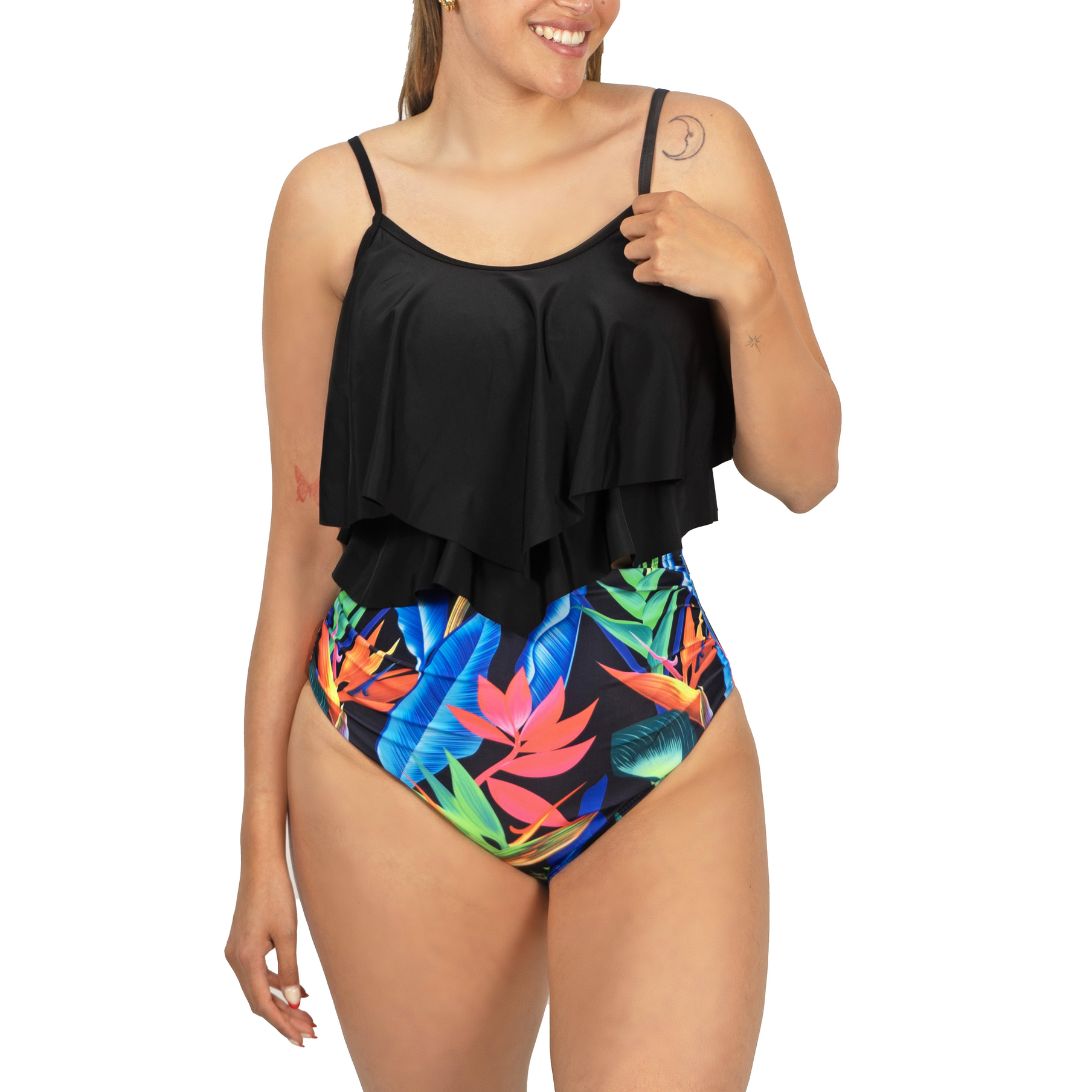 Bikini tiro alto Maori Negro 1