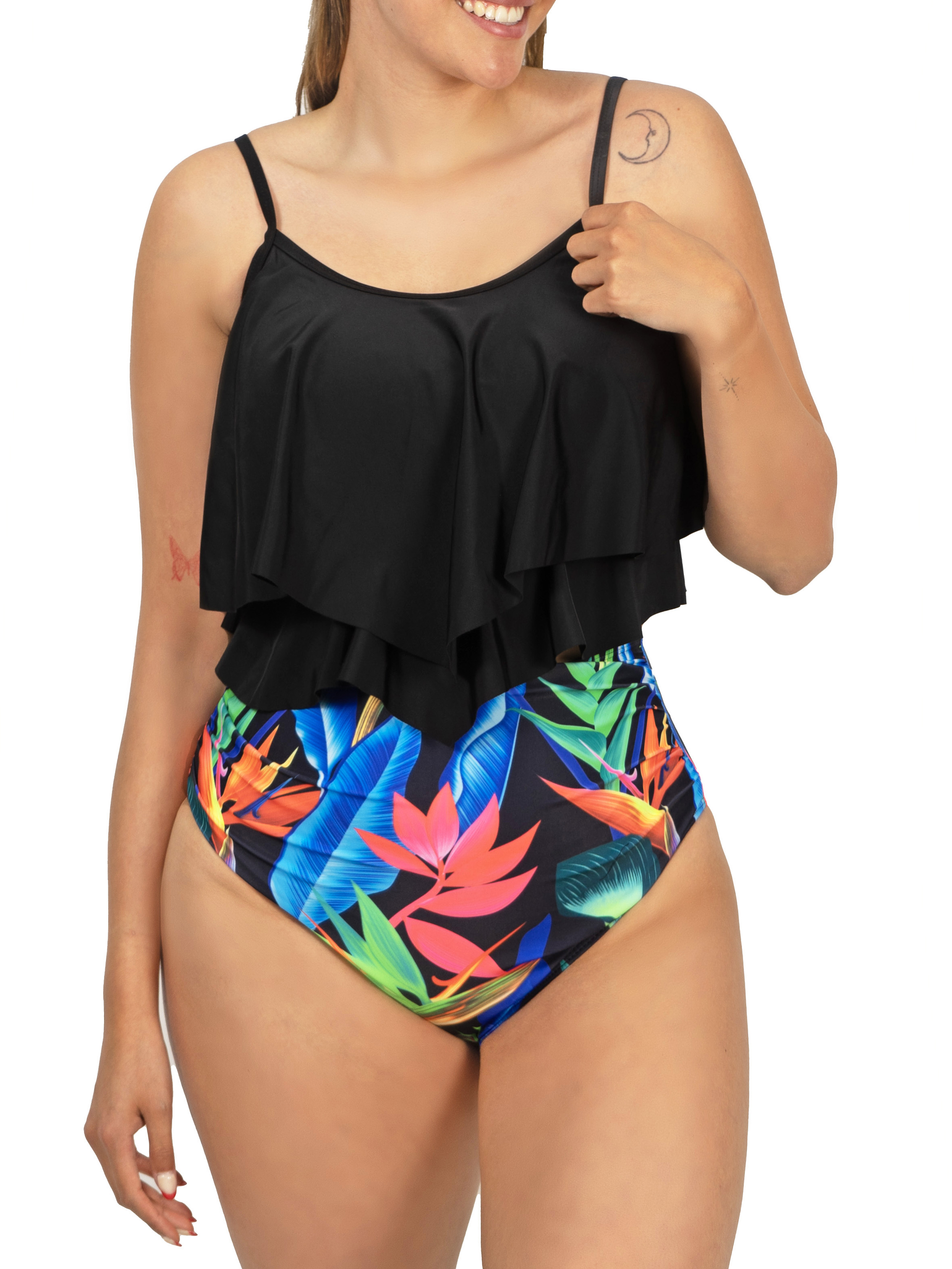Bikini tiro alto Maori Negro 1