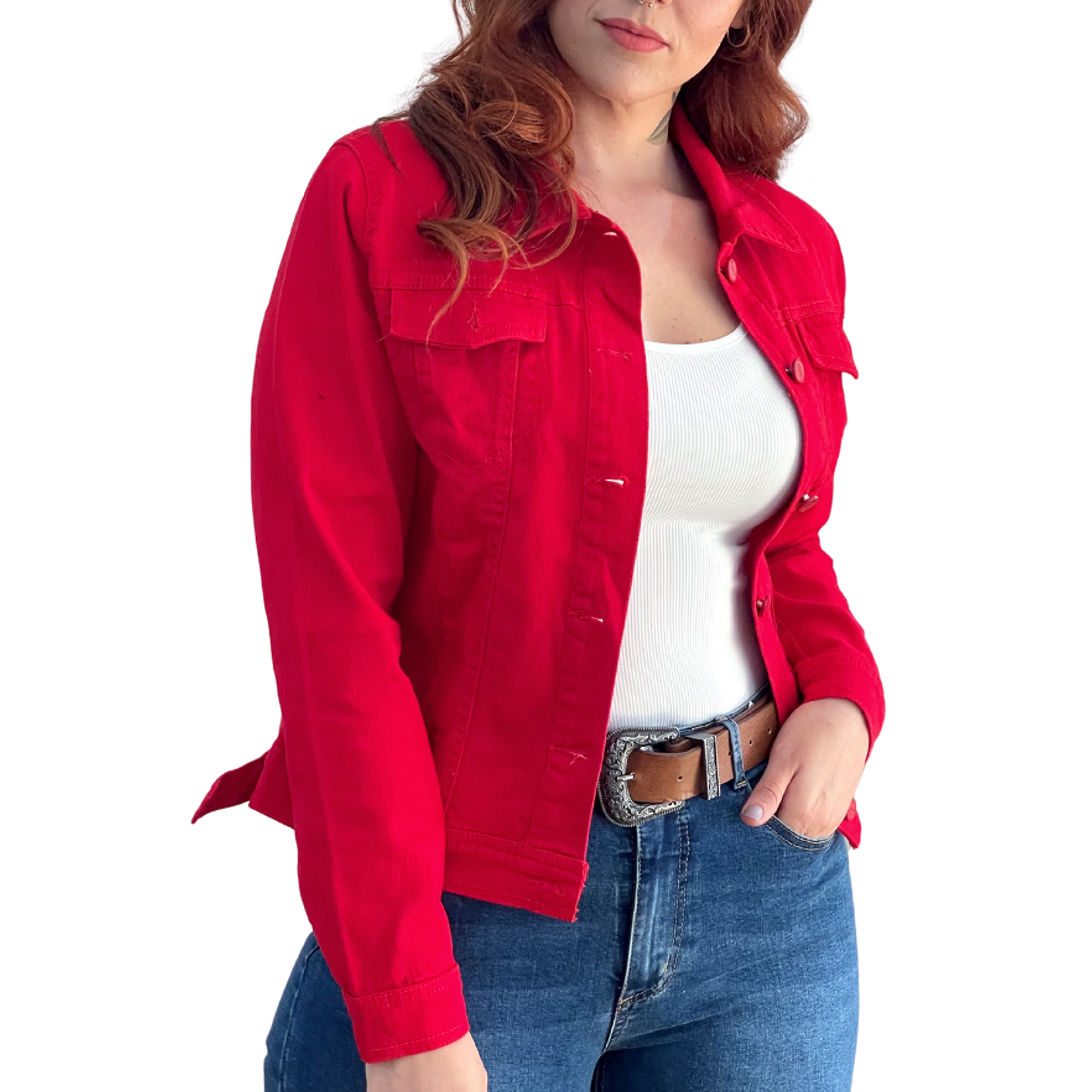 Chaqueta Mezclilla Denim Rojo 2