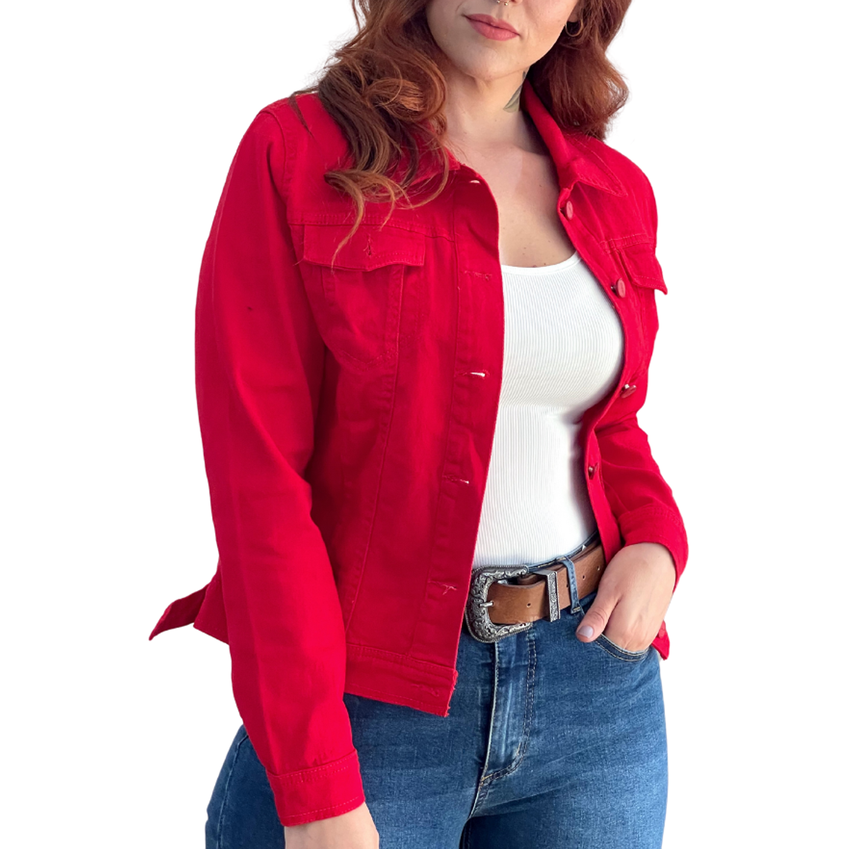 Chaqueta Mezclilla Denim Rojo 2